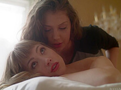 Elena Koshka and Ivy Wolfe can not stop making love with each other, in a massage room