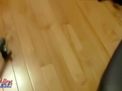 Skinny blonde bitch is gently rubbing her perfectly shaved, soft pussy, while alone at home