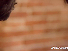 Smashing blonde, Britany Bardot seduced two guys in a local bar and had sex with them