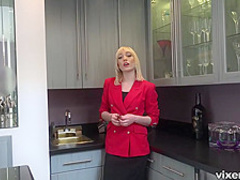 Seductive blonde babe, Lily Labeay likes to have sex with her boss, in his villa