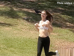 amateur teen masturbates in public park