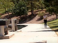 amateur teen masturbates in public park