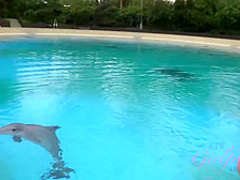 Naughty teen brunette is giving a great footjob to her new lover, in his hotel room