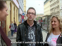Young czech couple interviewed on the street