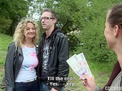 Young czech couple interviewed on the street