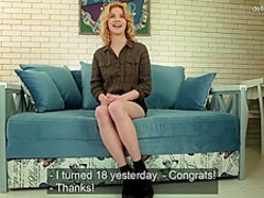 Blonde european girl in a steamy solo