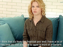 Blonde european girl in a steamy solo