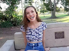 Adorable girl, Karter Foxx likes to have rough sex and get cum all over her face