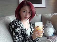 Slim chick likes to eat burgers and get her tight pussy fingered until she cums