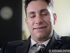 Claudia Valentine is fucking her handsome boss after sucking his cock to make it very hard