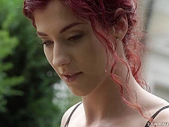 This redhead enjoys outdoor sex today