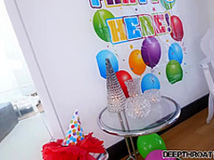 Kimber Woods is using every opportunity to suck a huge dick, even at her own birthday party