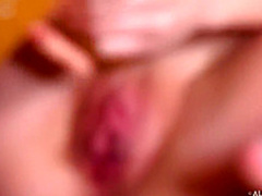 Pigtailed blonde teen, Lilly Ford likes to take off her panties and play with her shaved pussy