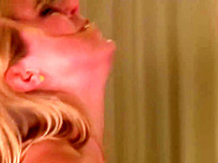 Sassy blonde babe, Penny likes gently rubbing a large meat stick, against her small tits