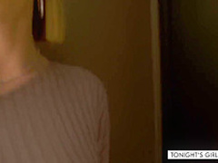 Sara Jay has a huge smile on her face because she is getting fucked very hard