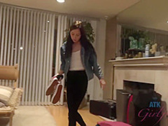 Carmen Rae is sitting on the bed and watching, while her guy is licking her wet pussy