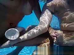 Fuck ORGY in the pool, HUGE dildo, MULTI-orgasms ENJOY