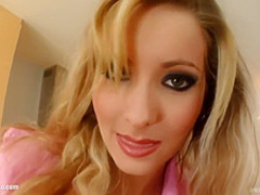 Big boob blonde masturbating her pink wet pussy