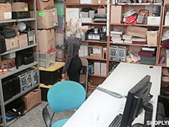 Slutty blonde shoplifter, Allie Nicole knows how to fuck her way out of every trouble