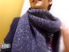 Short haired woman is about to suck dick in the nature, before riding it like crazy