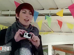 Short haired woman is about to suck dick in the nature, before riding it like crazy