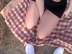 Slutty babe is getting hammered in the middle of the nature and enjoying it a lot