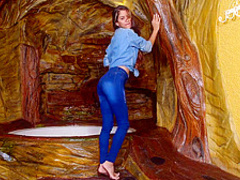 Great looking girl, Katrina Osuna is slowly getting naked and playing with her nicely shaved pussy