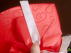 Cock loving blonde babe with tiny tits is riding her step- brothers dick in the living room