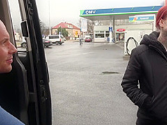 Totally Pierced and Tattooed Wierd Creature Rock the Cock in Driving Car