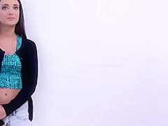 Hot brunette gives her cunt in this casting