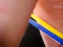 Slim lady is into BDSM and likes to get whipped very hard, while tied up tight