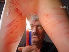 Slim lady is into BDSM and likes to get whipped very hard, while tied up tight