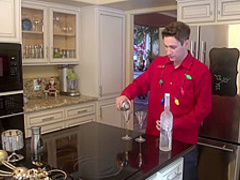 Hot woman is fucking her horny step- son, while they are completely alone at home