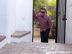 Amazing brunette, Alex More is sucking a big, black dick while her boyfriend is watching