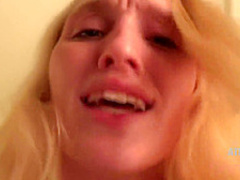 Sweet blonde cock teaser, Victoria Gracen got fucked and creampied in the middle of the night