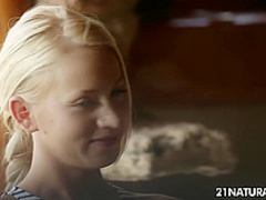 Macy nata seduces and jerks him off on her tits