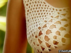 Macy nata seduces and jerks him off on her tits