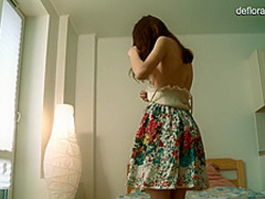 Solo hot teen playing alone with her pussy