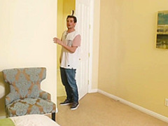 Alluring housewife with big tits is fucking her sons best friend and sucking his stiff dick
