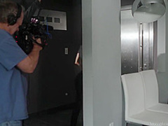 Busty ladies are having a threesome with a small titted lesbian chick, in the late afternoon