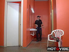 Slut at party having fun and jerking off