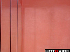 Slut at party having fun and jerking off