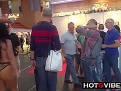 Slut at party having fun and jerking off