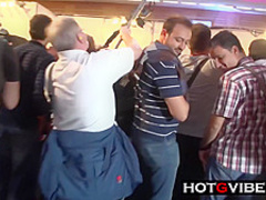 Slut at party having fun and jerking off