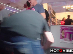 Slut at party having fun and jerking off