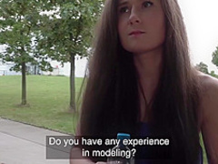 Public Agent Lara Fox Gets her Skinny Ass Covered in Spunk