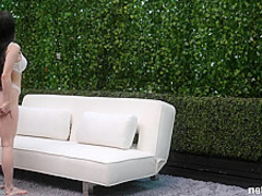 Charming brunette with big tits, Dylann Dylann is naked and eager to get fucked very hard