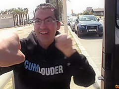 Small titted brunette, Julia Roca is getting fucked hard, in the back of a van