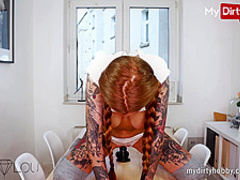 MyDirtyHobby - Horny busty amateur masturbates using her big black dildo