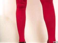 Showing her tits off